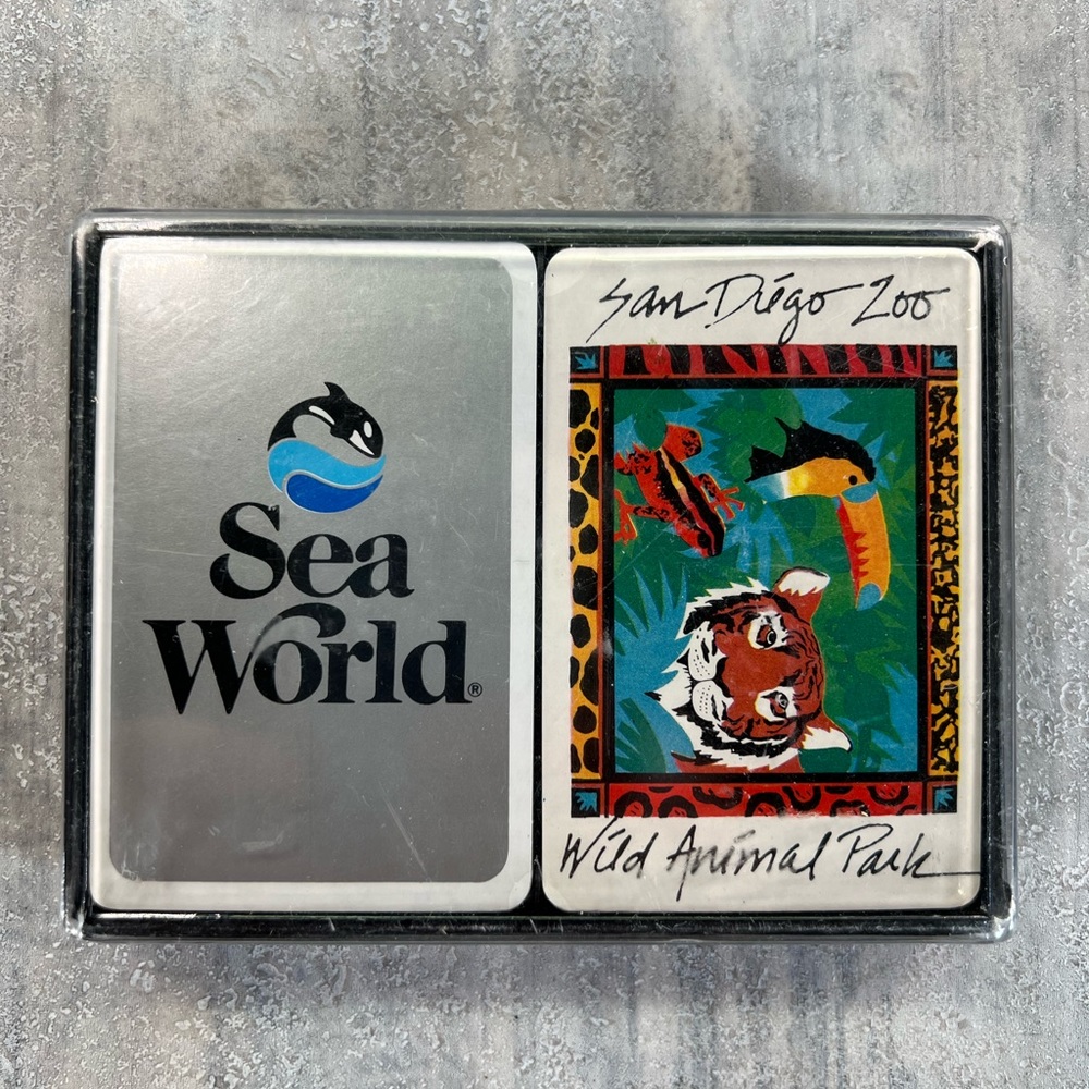 San Diego Zoo Sea World Playing Cards Hard Case Deck New Sealed